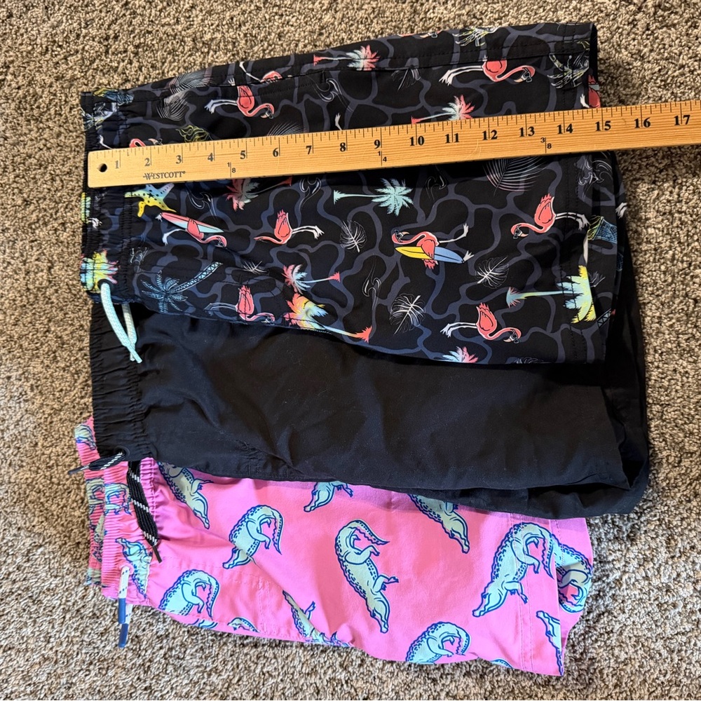 EUC LOT OF 3 10/12 boys Swim Trunks Set black pink pool beach members mark - Picture 3 of 5